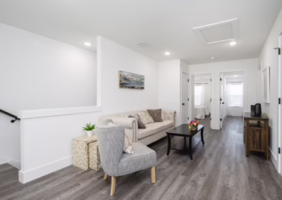 An upstairs landing furnished as a secondary living room